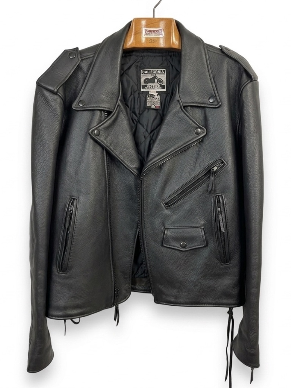 Leather Biker Jacket in Black Made in USA Riders Motorcycle